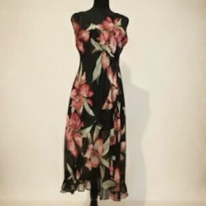 BamBu Chic Asymmetrical Dress in Black and Pink with tiny crystals.New W/o tags